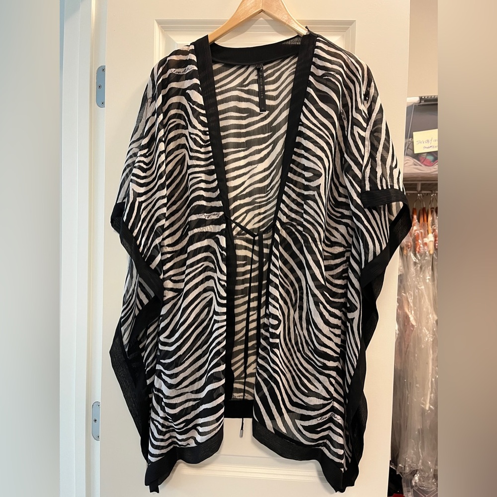 Karen Millen Black and White Zebra Print Swim Coverup